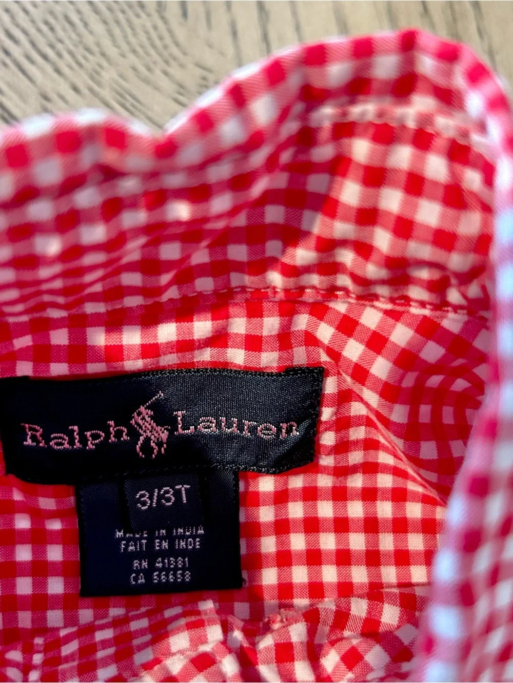 Ralph Lauren Red White Check Long Sleeve Button Down Shirt 3T  Toddler Gingham